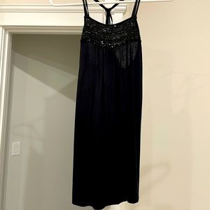 Black bead cross tie back top